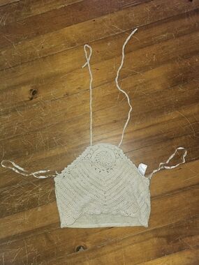 & Other Stories Crochet Halter Camisole in Cream